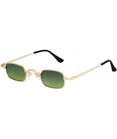 Rectangular Vintage Slender Square Sunglasses Retro Small Metal Frame Candy Colors - Green - CY18UIMAA8I $10.23