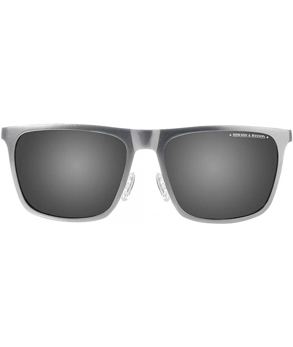 Rectangular Rectangular Metal Sunglasses for Men Women- Polarized- Al-Mg- Vintage - Grey Frame + Black Lens - C418ACQYCHU $17.11