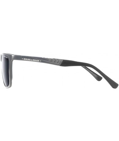 Rectangular Rectangular Metal Sunglasses for Men Women- Polarized- Al-Mg- Vintage - Grey Frame + Black Lens - C418ACQYCHU $17.11