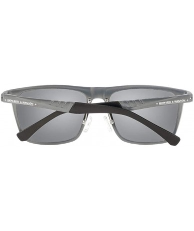 Rectangular Rectangular Metal Sunglasses for Men Women- Polarized- Al-Mg- Vintage - Grey Frame + Black Lens - C418ACQYCHU $17.11