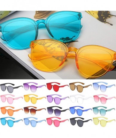 Rimless Fashion Jelly Design Style Sunglasses Classic Retro Sunglasses Resin Lens Sunglasses Ladies Shades - Unisex - CB199Y3...