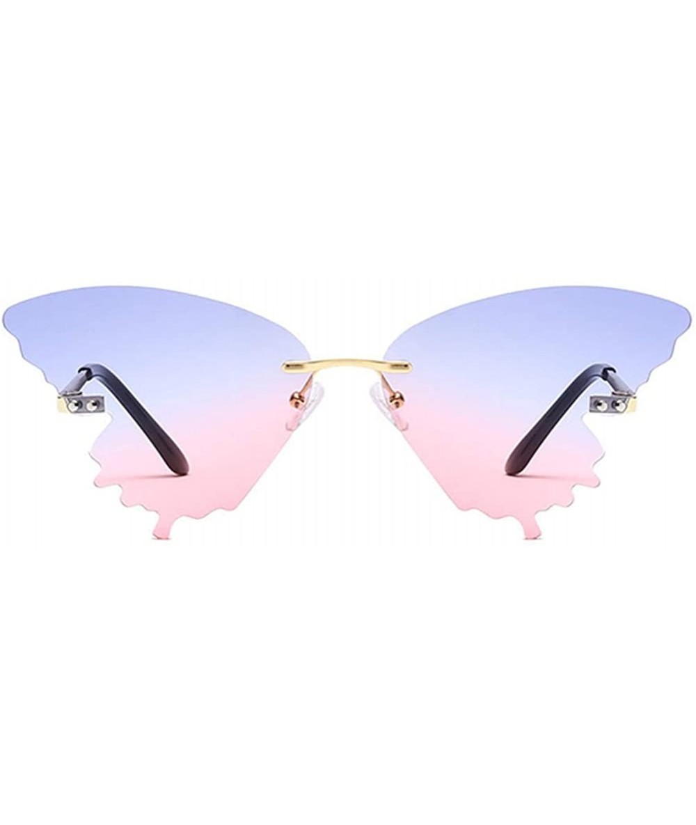 Rimless Butterfly Sunglasses for Women/Men Oversized Rimless Eyewear Luxury Trending Cat Eye Sun Glasses Streetwear UV400 - C...