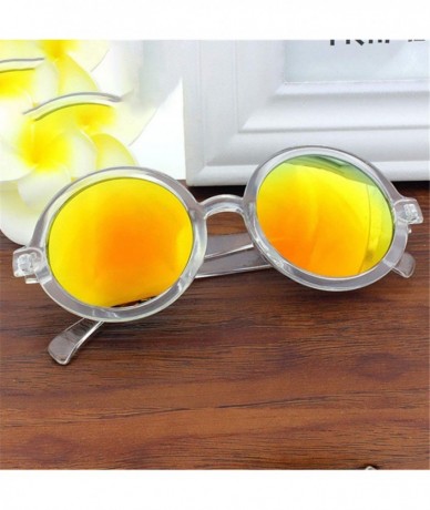 Round Vintage Round Sunglasses Women Classic Retro Coating Sun Glasses Female Male Sun Glasses - Green - CF18WD6WZQ4 $25.76