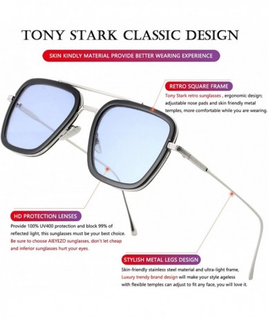 Shield Tony Stark Sunglasses Vintage Square Metal Frame Eyeglasses for Men Women - Iron Man and Spider-Man Sun Glasses - C018...