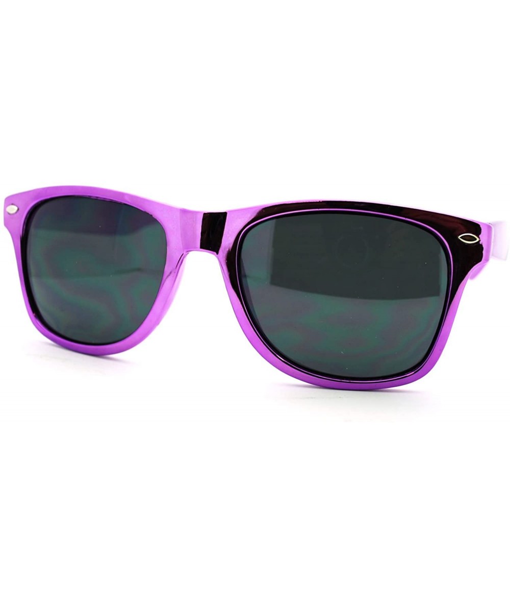 Square Shiny Metallic Color Stunna Shades Classic Square Sunglasses - Purple - CY11MI0MFL9 $9.95