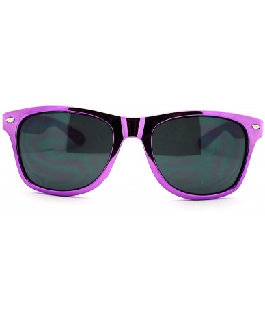 Square Shiny Metallic Color Stunna Shades Classic Square Sunglasses - Purple - CY11MI0MFL9 $9.95