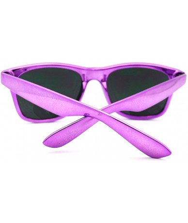 Square Shiny Metallic Color Stunna Shades Classic Square Sunglasses - Purple - CY11MI0MFL9 $9.95