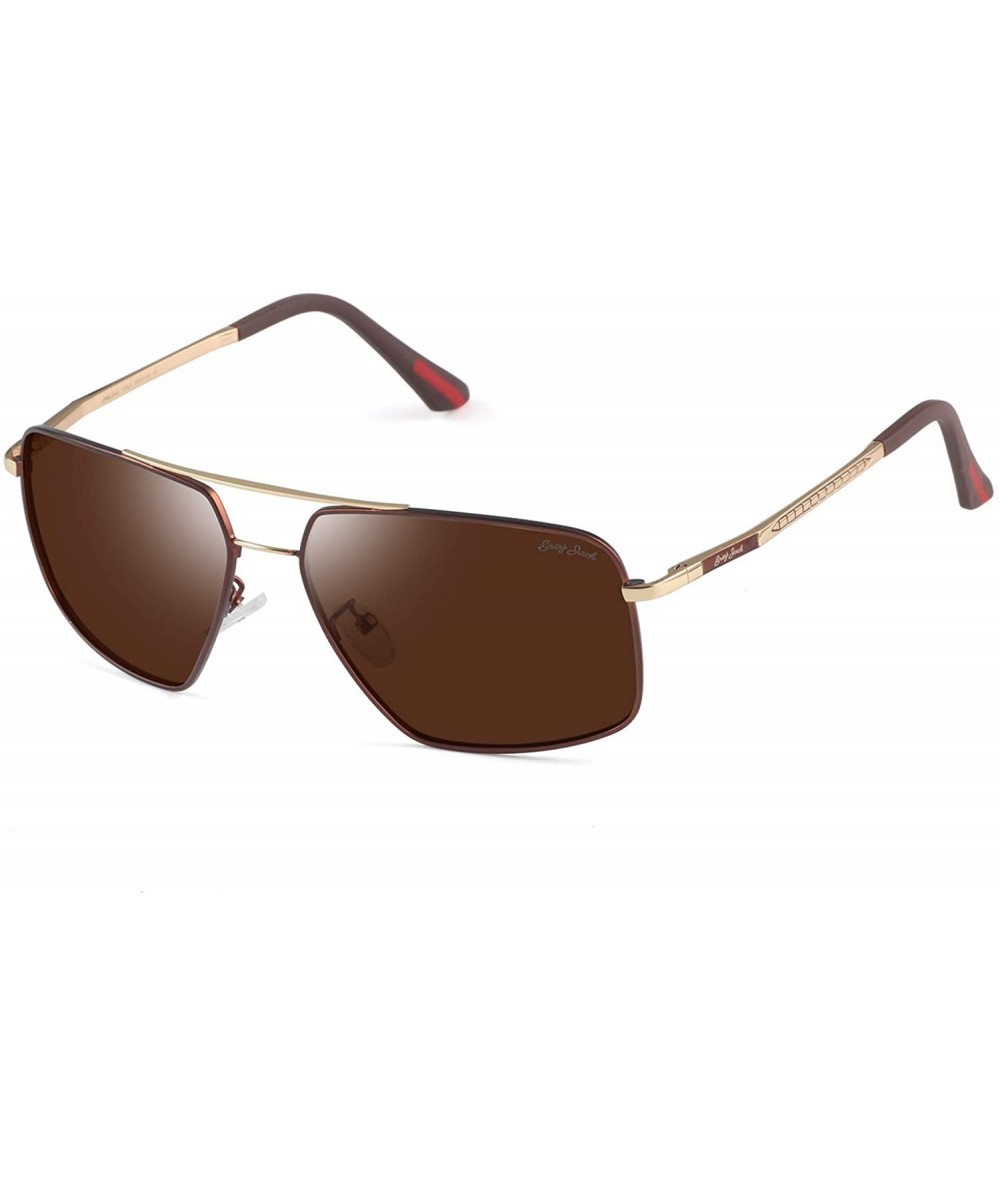 Aviator New Fashion Metal Frame Polarized Square Sunglasses for Men and Women - Brown - C018RAQKXCL $18.36