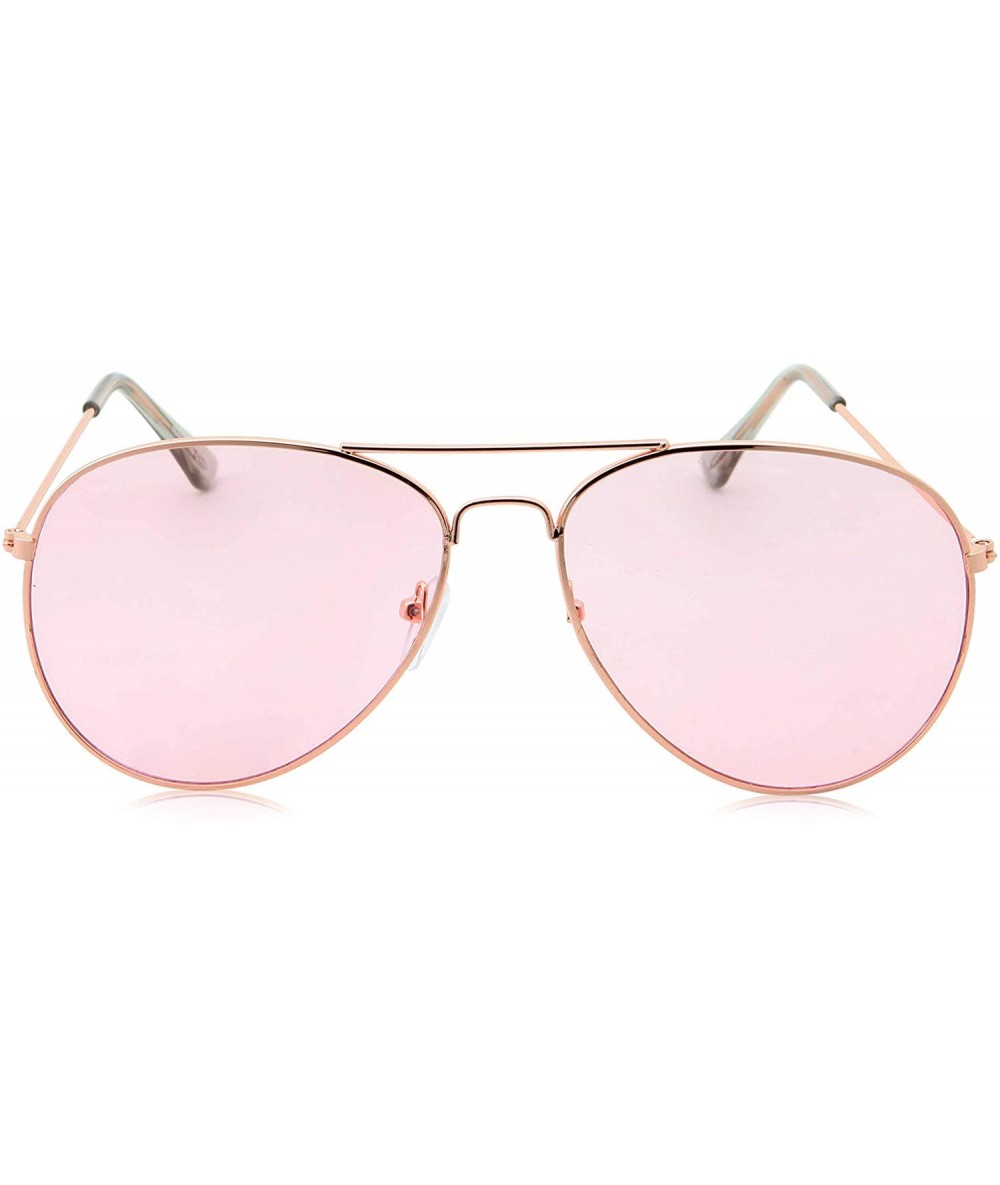 Aviator Slim Modern Color Tone Metal Aviator Sunglasses - Pink - CL18KNQY0UU $13.40