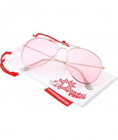 Aviator Slim Modern Color Tone Metal Aviator Sunglasses - Pink - CL18KNQY0UU $13.40