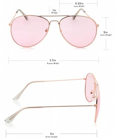 Aviator Slim Modern Color Tone Metal Aviator Sunglasses - Pink - CL18KNQY0UU $13.40