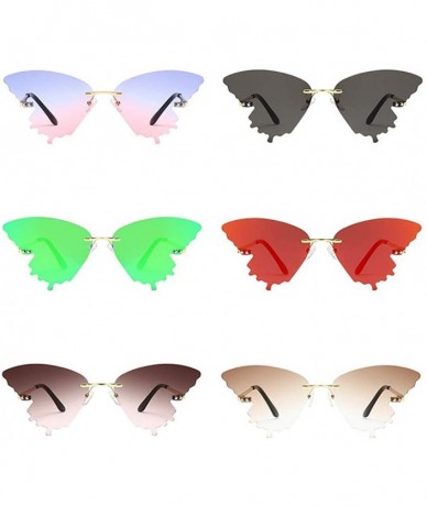 Rimless Butterfly Sunglasses for Women/Men Oversized Rimless Eyewear Luxury Trending Cat Eye Sun Glasses Streetwear UV400 - C...