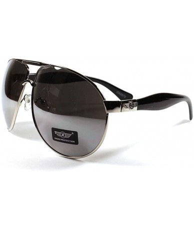 Aviator Unisex Classic Stylish Aviator Style 80s Oversized Lens Sunglasses - Silver - CF18WAX3CXL $11.66