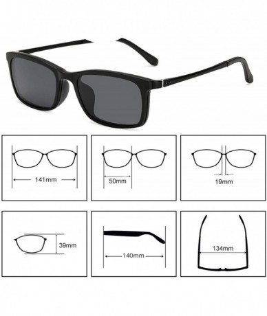 Square Polarized Sunglasses Men Women 5 In 1 Magnetic Clip On Glasses - Matt Black Frame-1 - C018T85YIXU $29.49