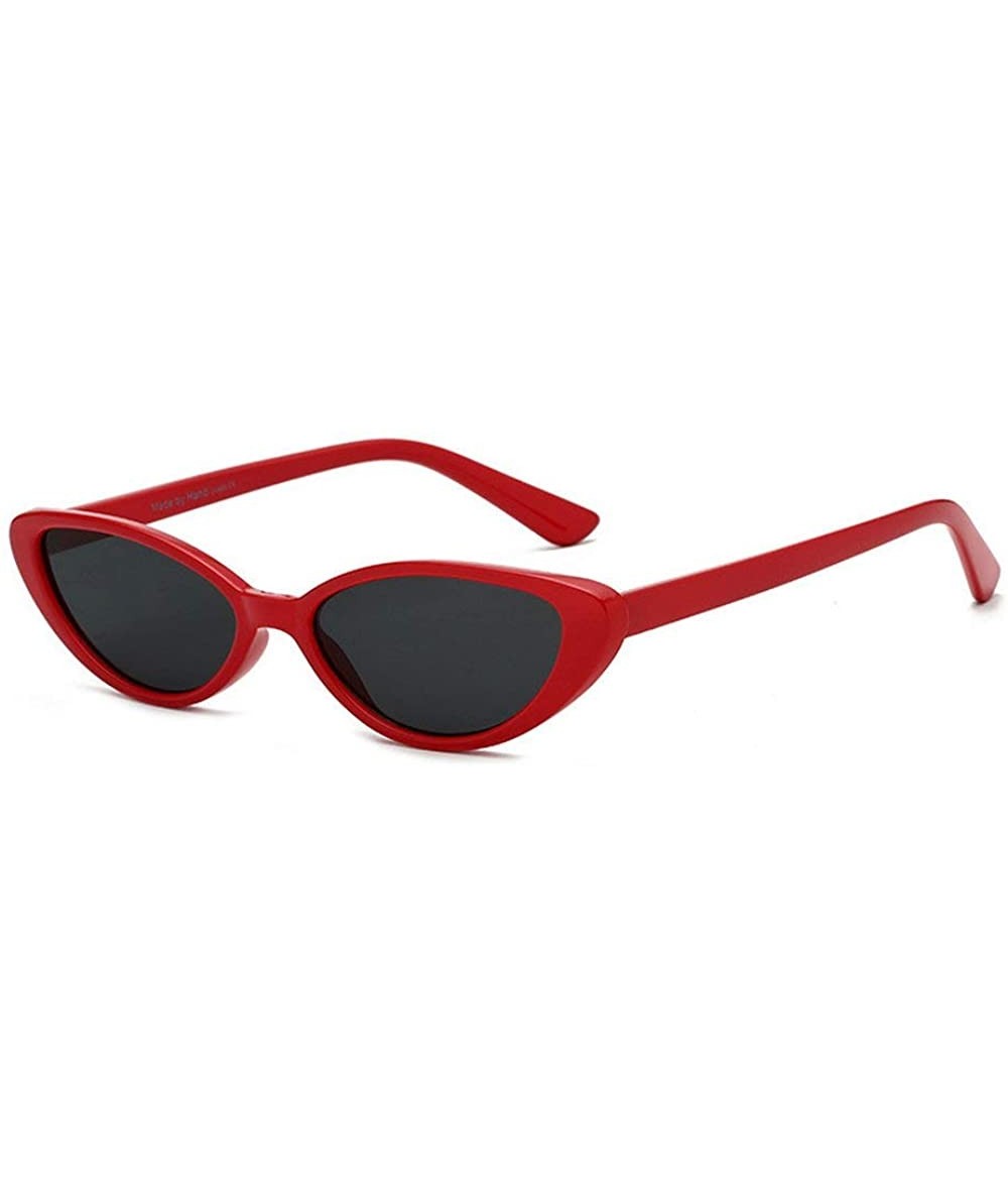 Round retro small round frame female cat glasses fashion luxury brand designer men's sunglasses - Red - CM1938D7E3D $10.15