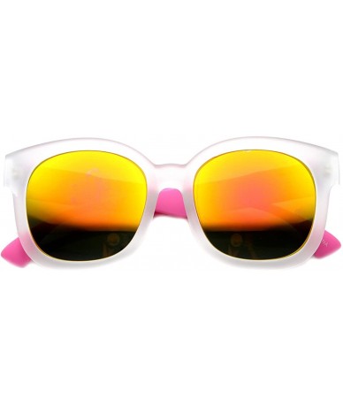 Wayfarer Detachable Armed Retro Funky Colorful Mirrored Sunglasses - Frost-pink-blue Fire - CD11YE0BSHD $11.89