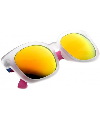 Wayfarer Detachable Armed Retro Funky Colorful Mirrored Sunglasses - Frost-pink-blue Fire - CD11YE0BSHD $11.89