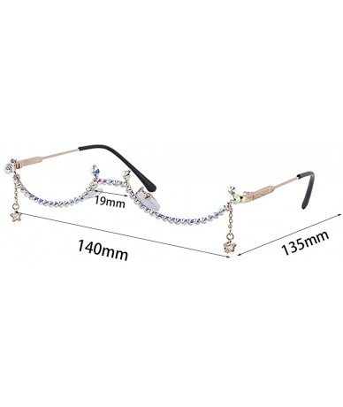 Rimless No Lens Eyeglasses Decor Retro Half Glasses Frame Women Metal Diamond Frame Glasses - Ab - CQ199XUKNH9 $19.07