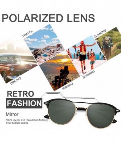 Round Polarized Sunglasses for Women Men -HD Anti-Glare Lenses UV 400 Protection - Green - C8194HDX5Y9 $20.21