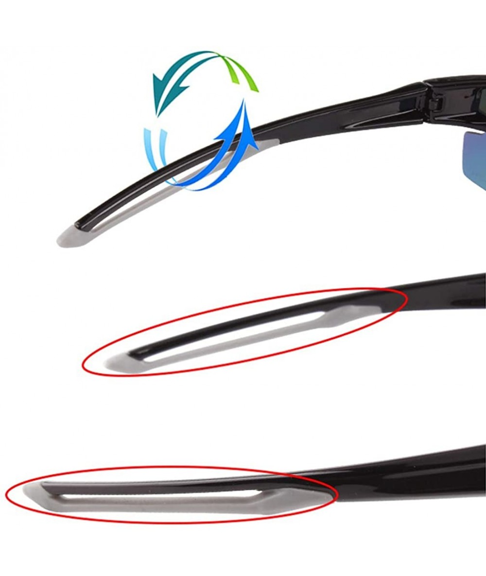 Polarized Sunglasses Motorcycle Baseball - Black&blue Lens - C918R76UY8C