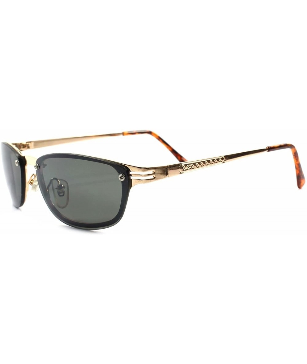 Rectangular Classic Vintage Old Fashion Stylish Mens Rectangle Hipster Sunglasses - Gold - CS1892EMOSX $9.49