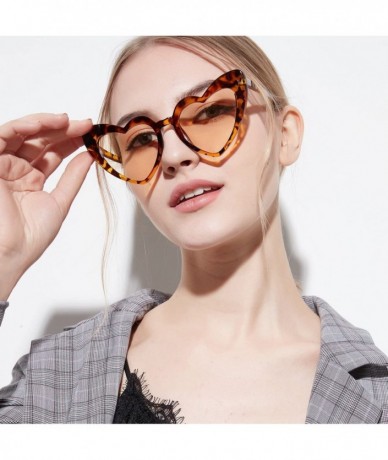 Wrap Love Heart Shaped Sunglasses for Women - Vintage Cat Eye Mod Style Retro Glasses - Brown - CT18E4WYIW8 $11.69