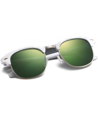 Polarized Sunglasses for Men and Women - Semi-Rimless Men Sunglasses  polarized uv protection WP2006 - Green White - CM18E8NH5Q3