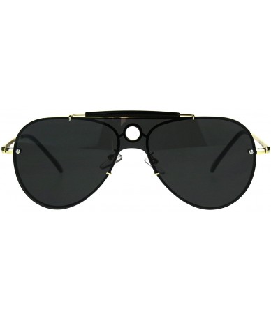 Aviator Vintage Retro Aviator Sunglasses Unisex Rims Behind Lens Style Shades - Gold (Black) - CY189STS6X8 $8.23