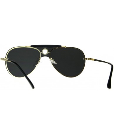 Aviator Vintage Retro Aviator Sunglasses Unisex Rims Behind Lens Style Shades - Gold (Black) - CY189STS6X8 $8.23