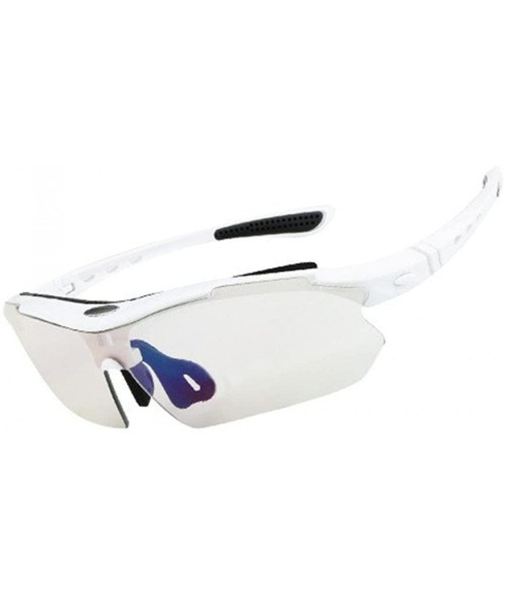 Sport Square Stitching Multi-Color Men's Polarized Sport Rriding Sunglass - White Frame White Lens - CF188D2LIW9 $32.69