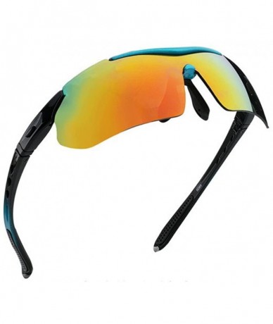 Sport Square Stitching Multi-Color Men's Polarized Sport Rriding Sunglass - White Frame White Lens - CF188D2LIW9 $32.69