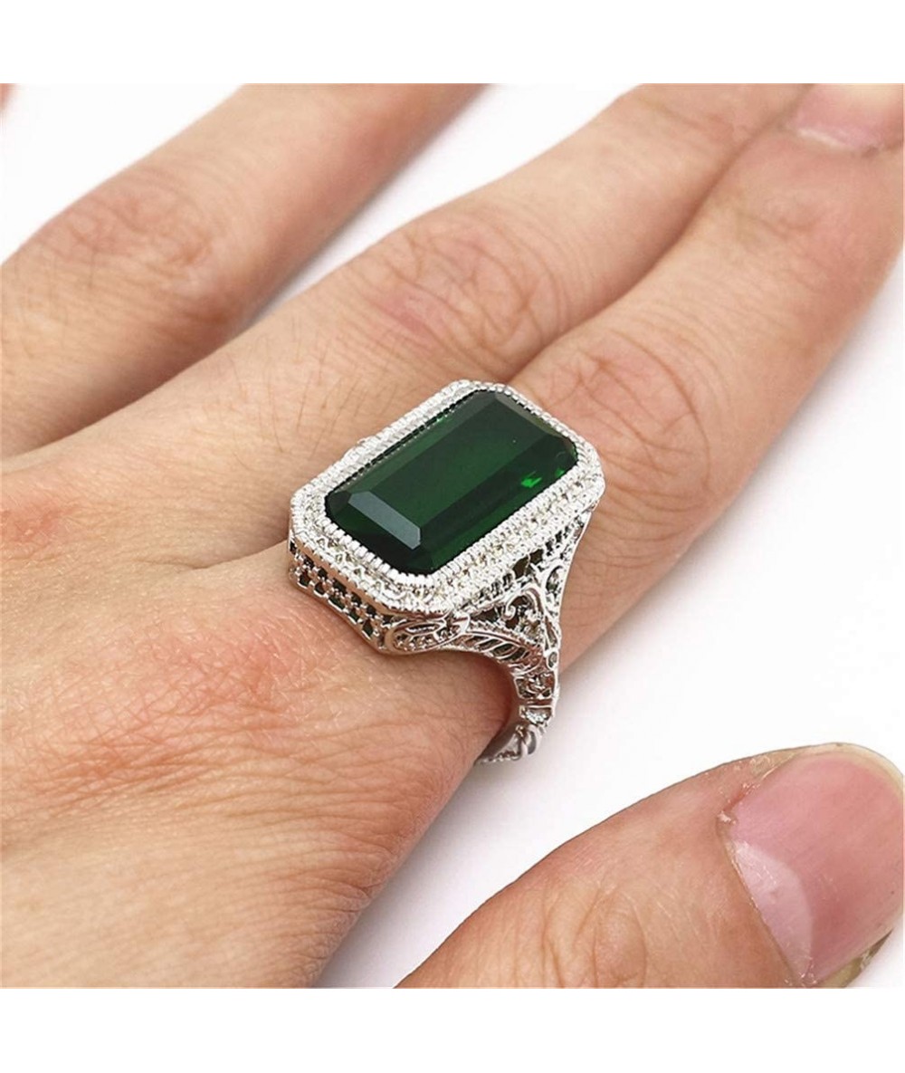 Rectangular Women's Rectangular Amethyst Princess Ring(Green Size 6) - Green Size 6 - CN18O5I0NRL $7.03