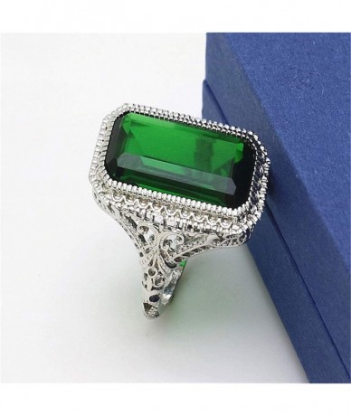 Rectangular Women's Rectangular Amethyst Princess Ring(Green Size 6) - Green Size 6 - CN18O5I0NRL $7.03