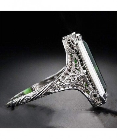 Rectangular Women's Rectangular Amethyst Princess Ring(Green Size 6) - Green Size 6 - CN18O5I0NRL $7.03