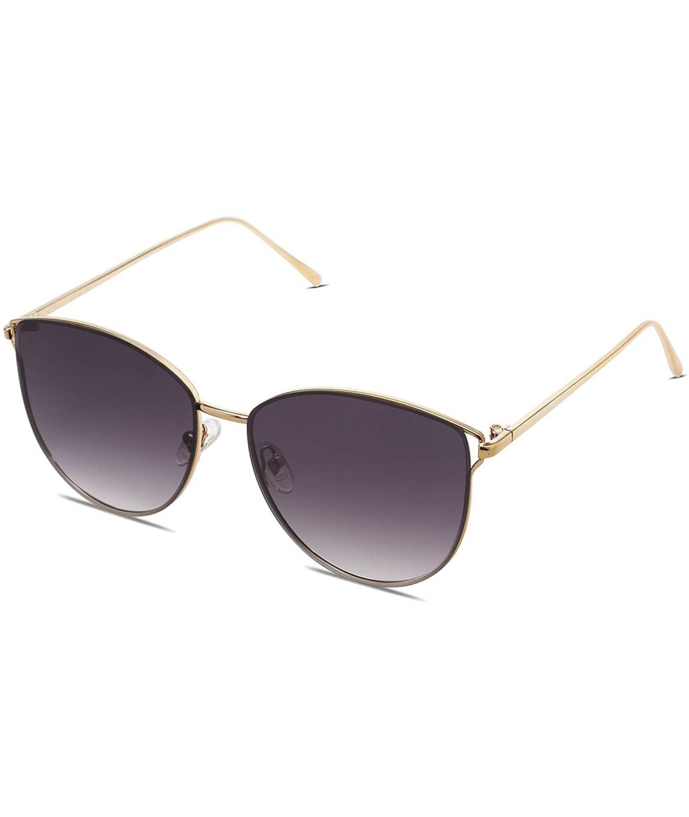 Aviator Mirrored Flat Lens Fashion Sunglasses for Women SJ1085 - C1 Gold Frame/Gradient Grey Lens - C9180CKEWES $11.69