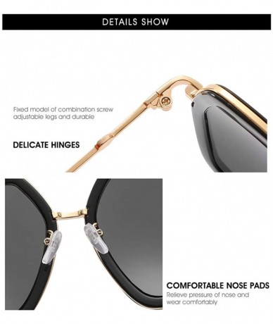 Square Oversized Square Sunglasses for Women Retro Chic Metal Frame UV400 Geometric Brand Designer Shades - CR18SKNNUU6 $12.73