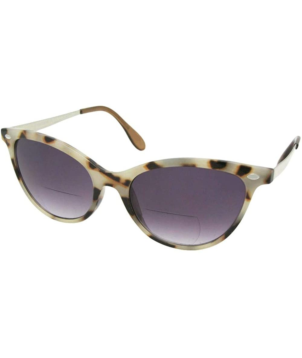 Cat Eye Bifocal Sunglasses Women's Cat-eye B105 - Spotted Brown Gray Lenses - CH18RNAO4LD $16.54