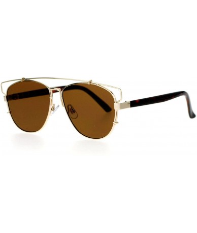 Aviator Super Flat Lens Sunglasses Designer Fashion Wire Top Unisex Shades UV 400 - Gold Tort - CL128NRWK0V $8.14