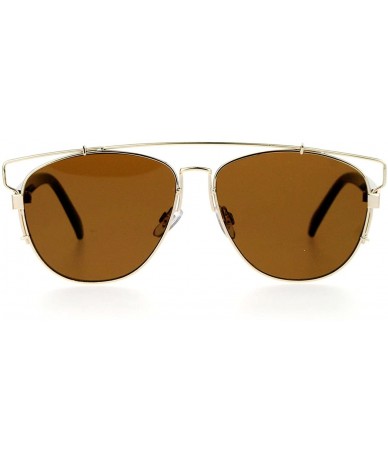 Aviator Super Flat Lens Sunglasses Designer Fashion Wire Top Unisex Shades UV 400 - Gold Tort - CL128NRWK0V $8.14