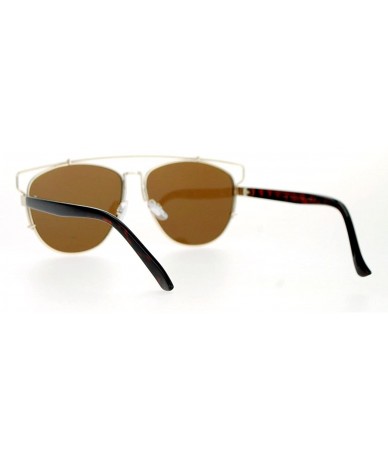 Aviator Super Flat Lens Sunglasses Designer Fashion Wire Top Unisex Shades UV 400 - Gold Tort - CL128NRWK0V $8.14