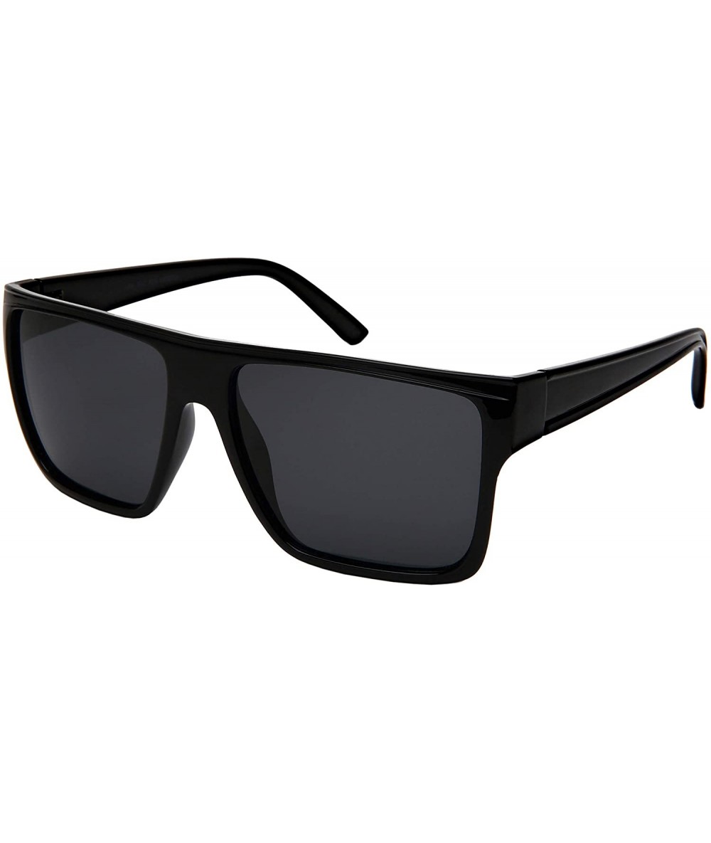 Square Square Sunglasses for Men Women Polarized Lens 1408-P - Black Frame/Grey Lens - CT18H5I4SSD $11.77