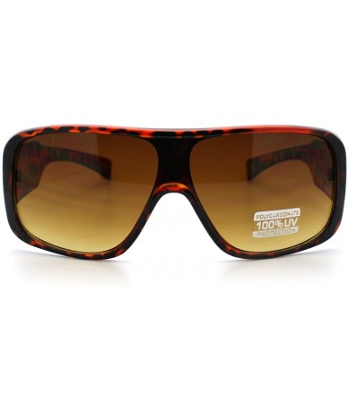 Square Flat Top Square Sunglasses Mens Sporty Retro Fashion Shades - Tortoise - CP11D24S4VZ $12.42