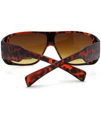 Square Flat Top Square Sunglasses Mens Sporty Retro Fashion Shades - Tortoise - CP11D24S4VZ $12.42