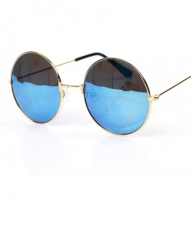 Round Vintage Round Sunglasses Women Men Brand Designer Mirrored Glasses Retro Female Male Sun Men's Women's - Gold Red - C61...