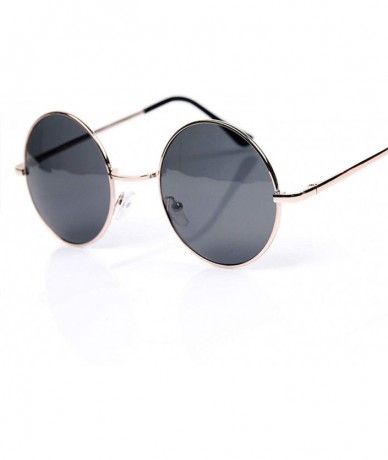 Round Vintage Round Sunglasses Women Men Brand Designer Mirrored Glasses Retro Female Male Sun Men's Women's - Gold Red - C61...