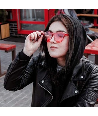 Round Oversized One Piece Rimless Tinted Sunglasses Clear Colored Lenses - Red - CH186M64SM3 $9.90