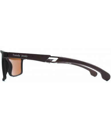 Rectangular p613 Classic Rectangular Polarized- for Mens 100% UV PROTECTION - Brown-brown - CF192TH2KXC $27.84