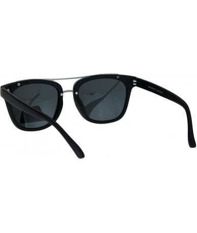 Rectangular Polarized Mod Horn Rim Designer Light Weight Fashion Sunglasses - Matte Black Black - CA18LMWS49I $9.95