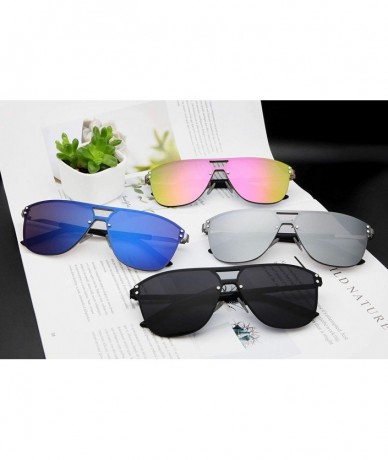 Rimless Rimless Mirrored Sunglasses Fashion Oversized for Women Men COS1113 - C1-black - CA18W84XZON $17.72