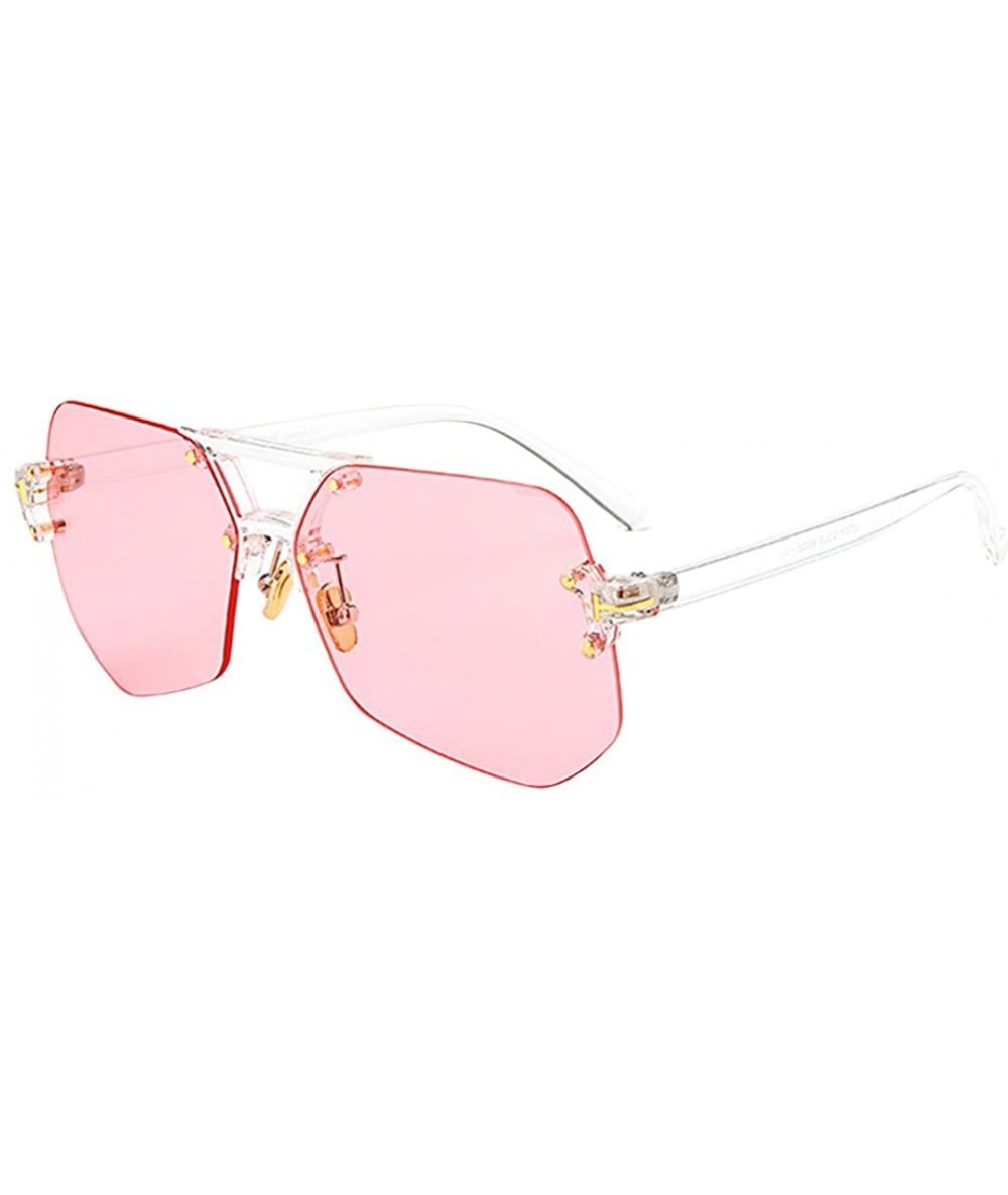 Rimless Unisex Rimless Irregular HD Sunglasses for Driving Fishing UV Protection - Pink - CD18CYRZ9MA $16.98